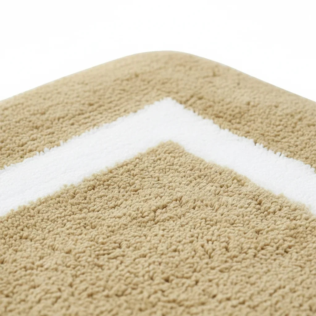 Absorbent Beige Bathroom Rug
