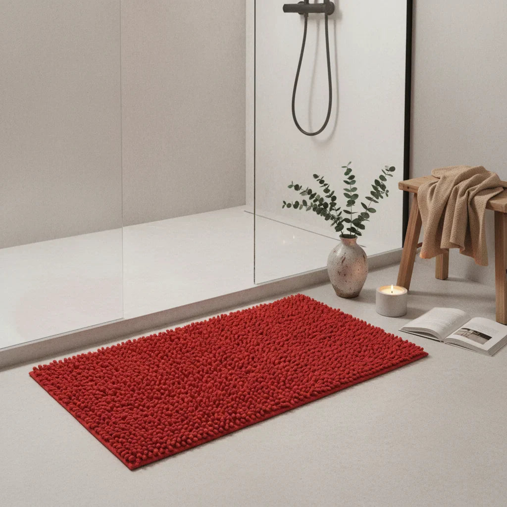 Caterpillar Red Bathroom Rug
