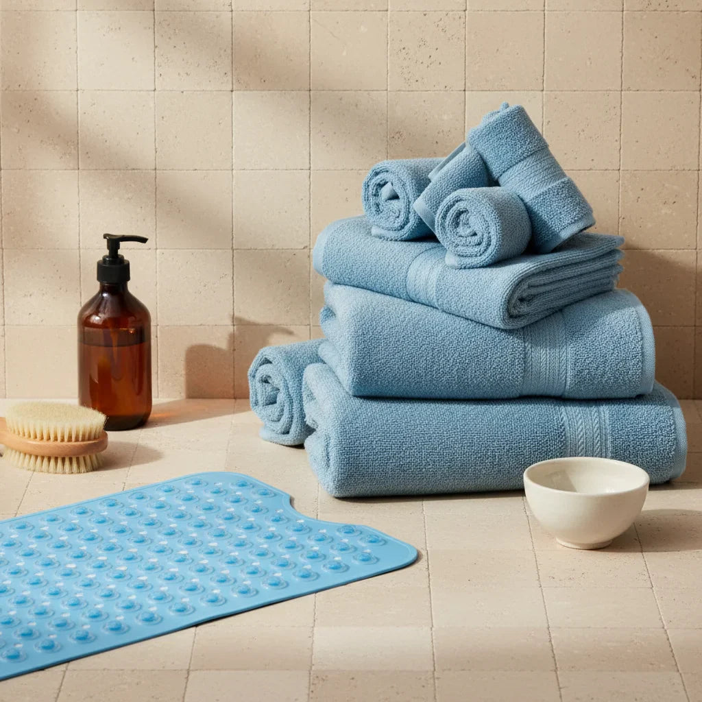 Bathrug Non-Slip Blue Bath Mat