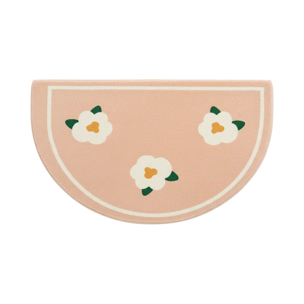 Beige White Bath Mat