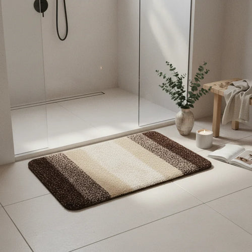 Beige Brown Bath Mat