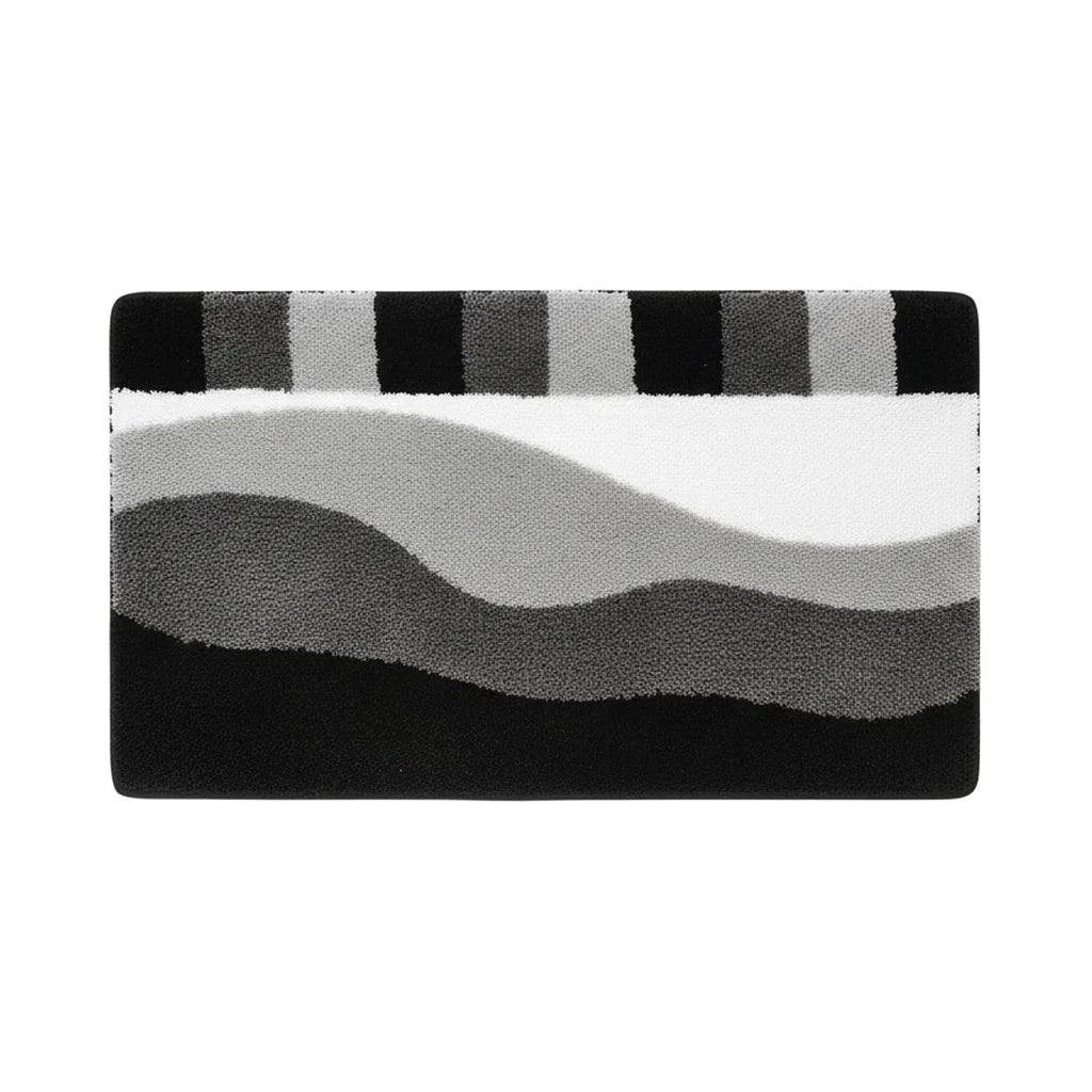 Tapis De Bain Blanc Gris Et Noir geomgrey