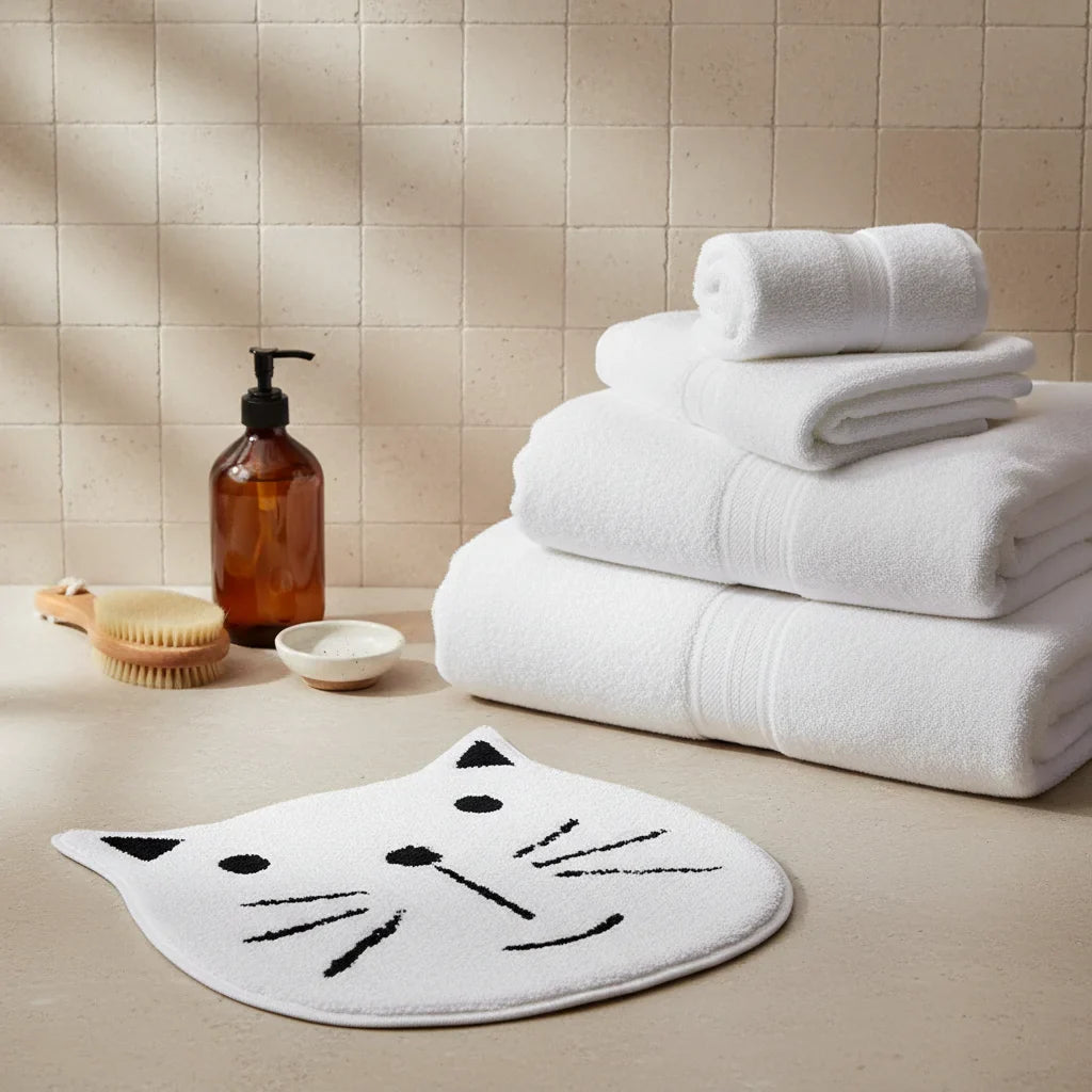 Cat Gray Bath Mat