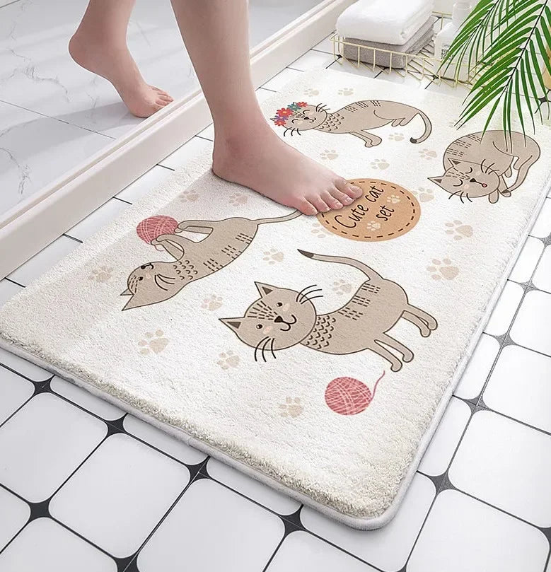 Cat Gray Bath Mat