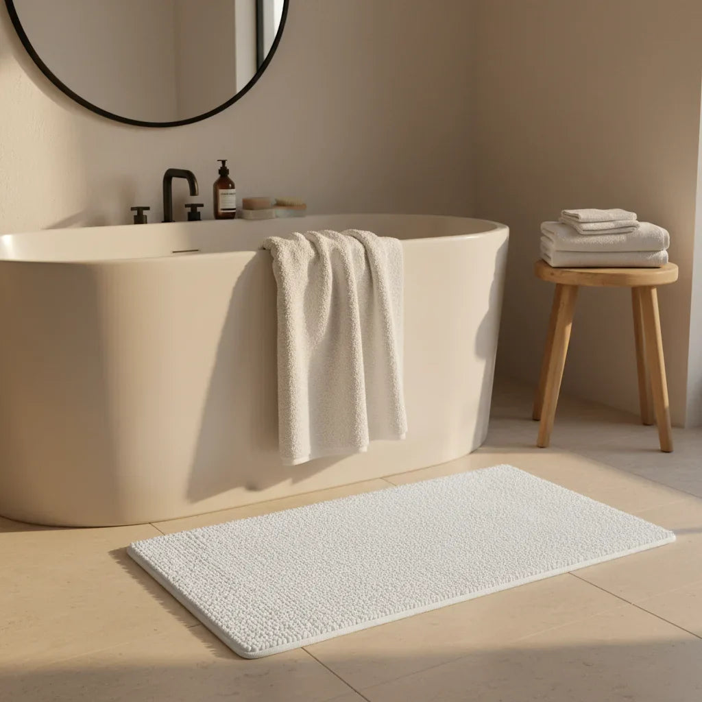 Caterpillar White Bath Mat