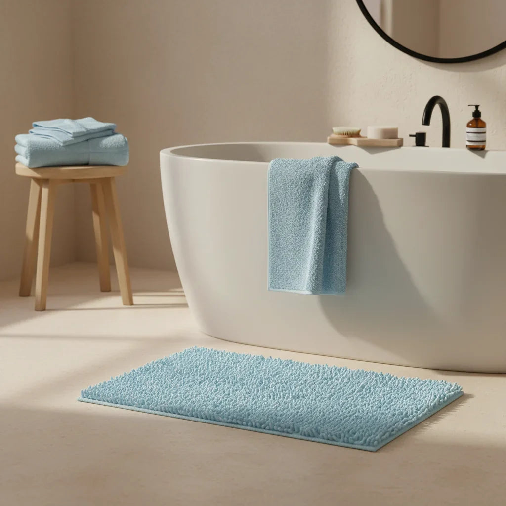 Caterpillar Blue Bath Mat