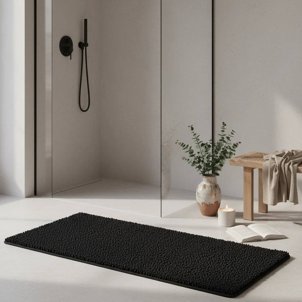 Caterpillar Black Bath Mat