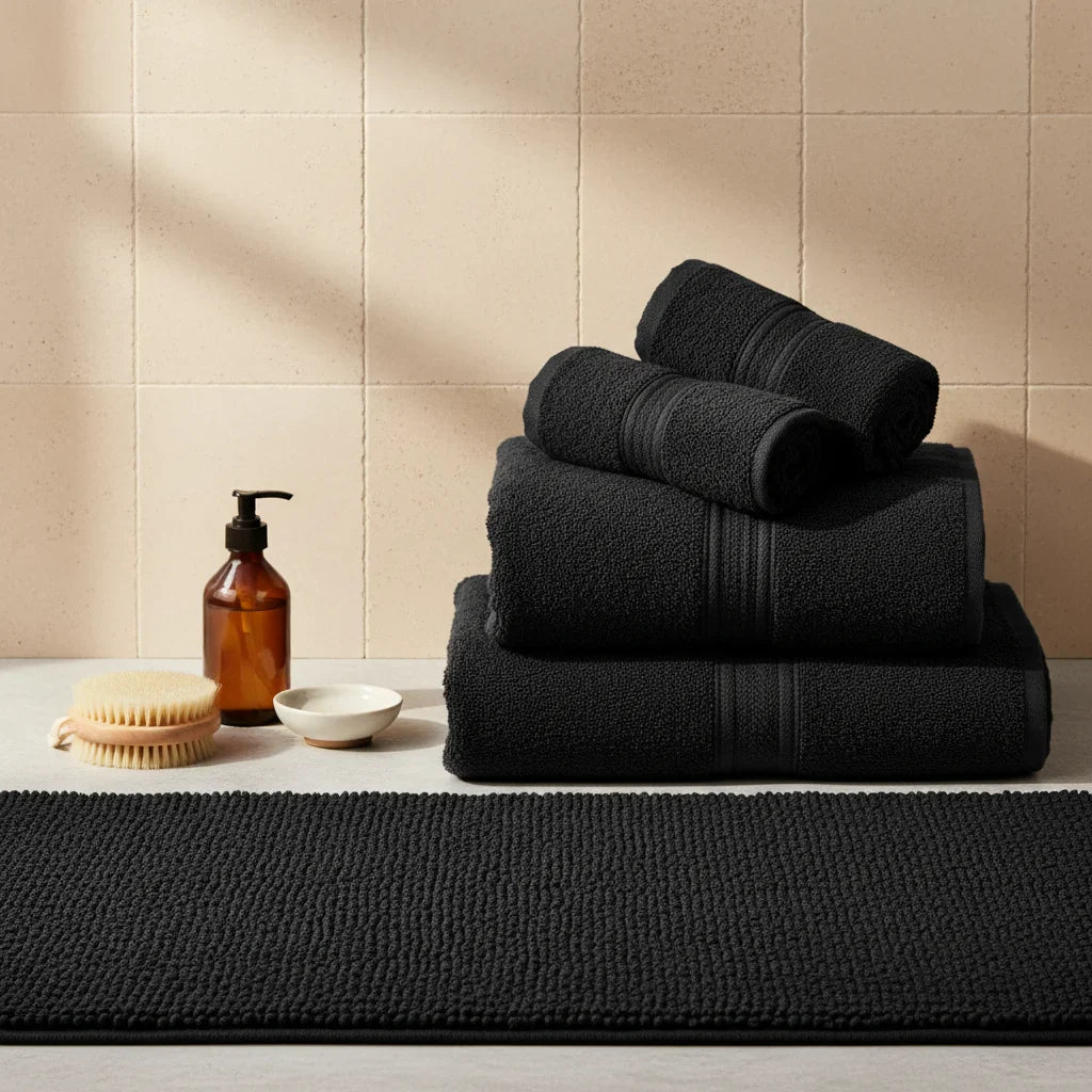 Caterpillar Black Bath Mat