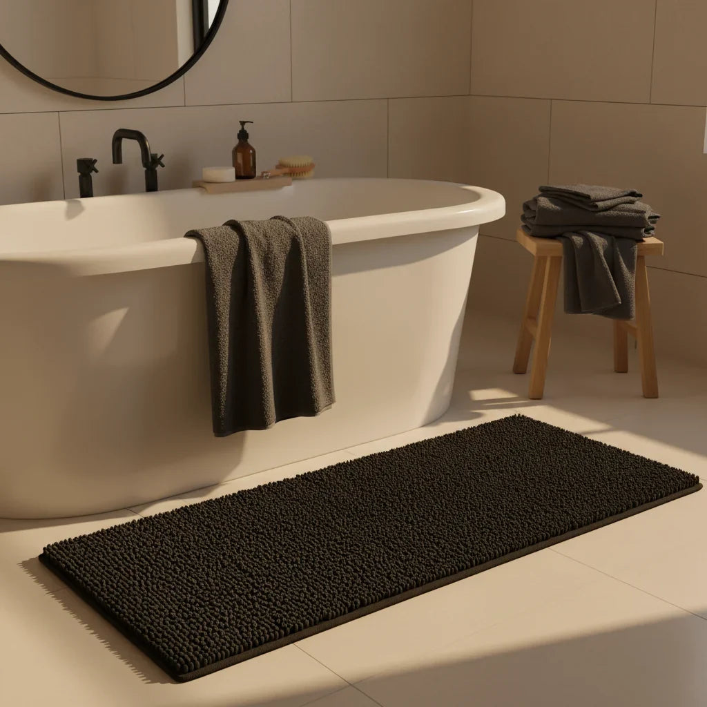 Caterpillar Black Bath Mat