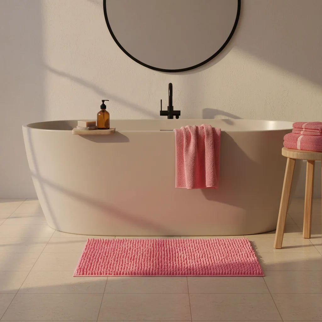 Caterpillar Pink Bath Mat
