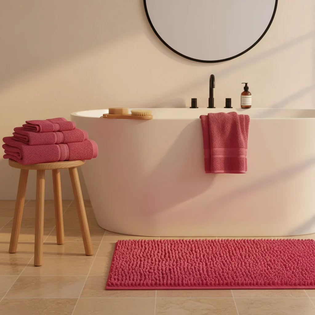 Caterpillar Pink Fushia Bath Mat