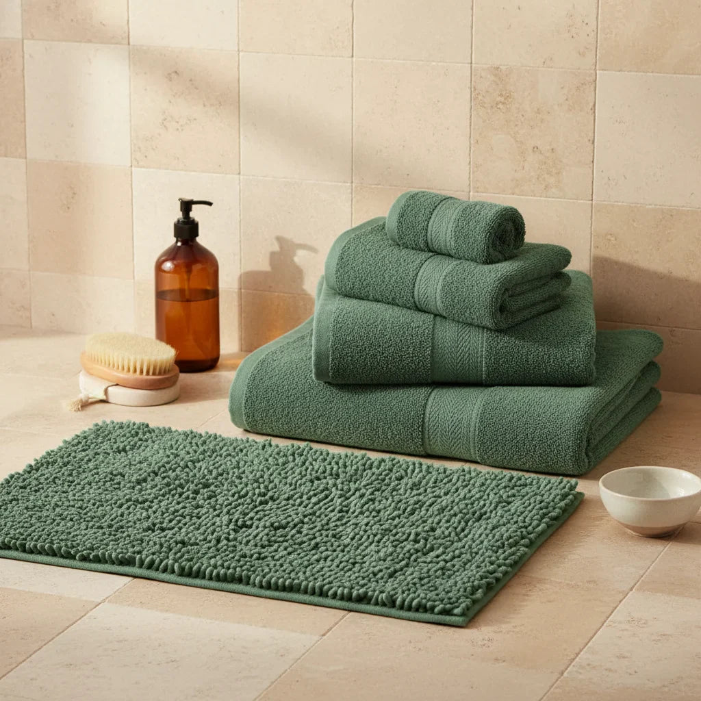 Caterpillar Green Dark Bath Mat