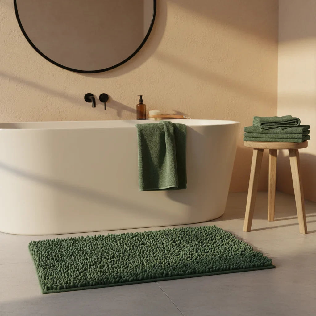Caterpillar Green Dark Bath Mat
