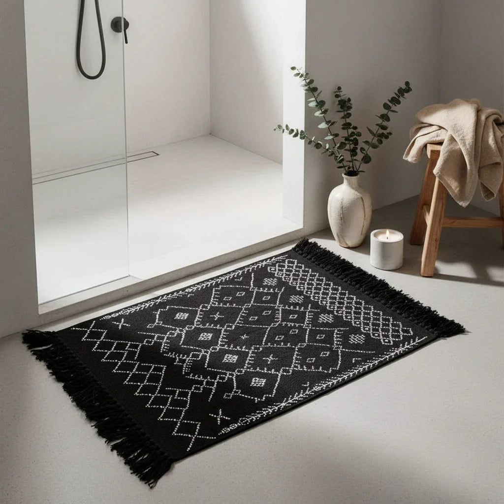 Cotton Black Bath Mat