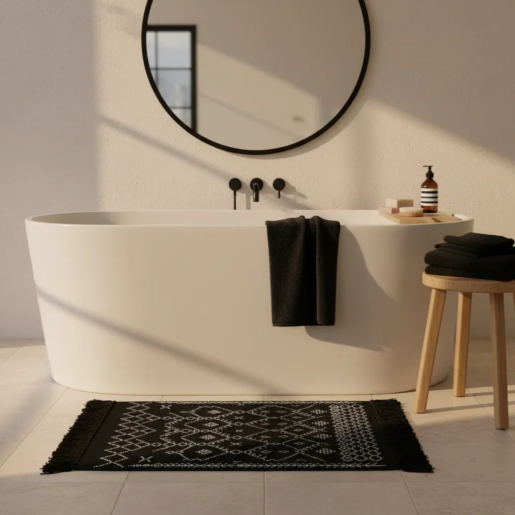 Cotton Black Bath Mat