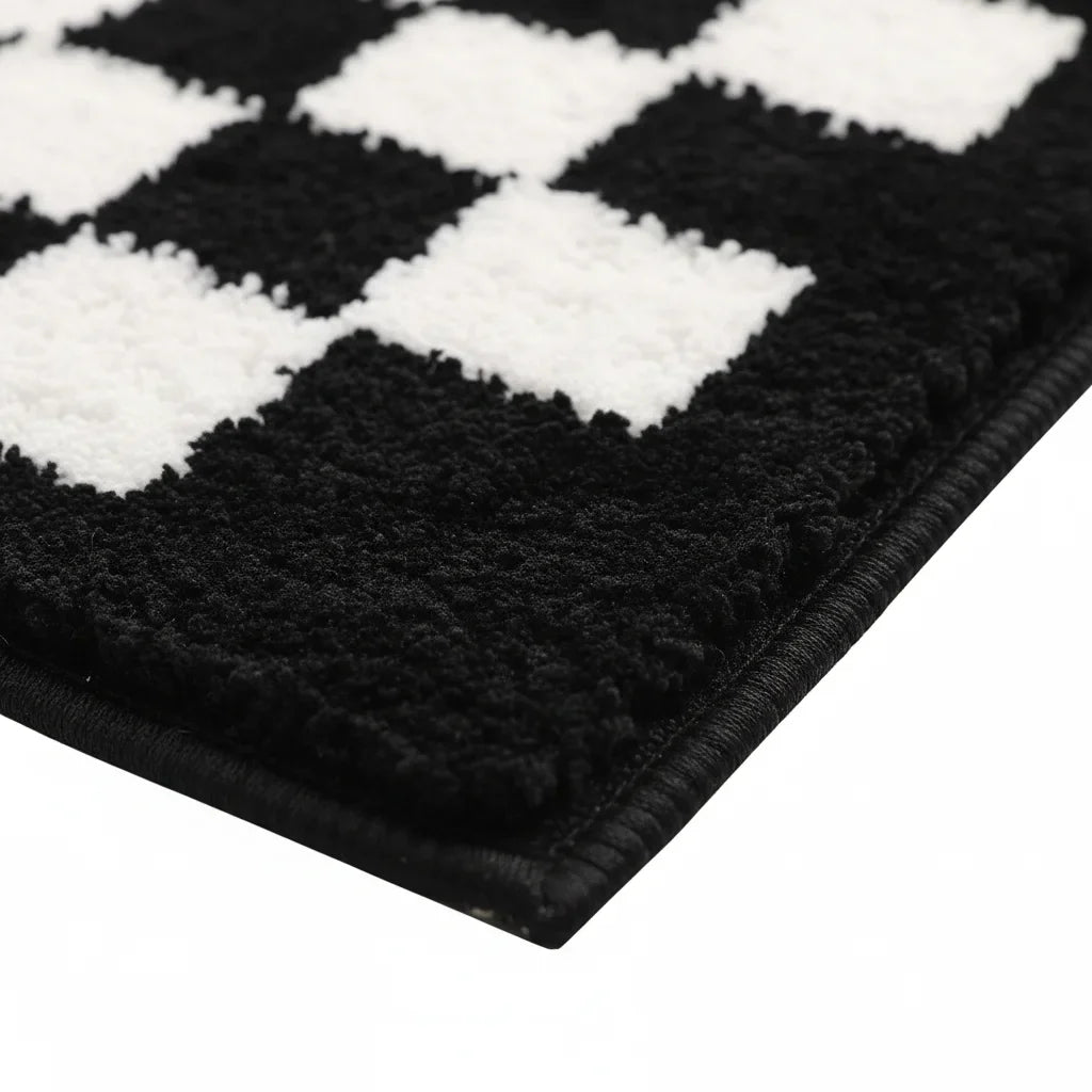 Damier Black White Bath Mat