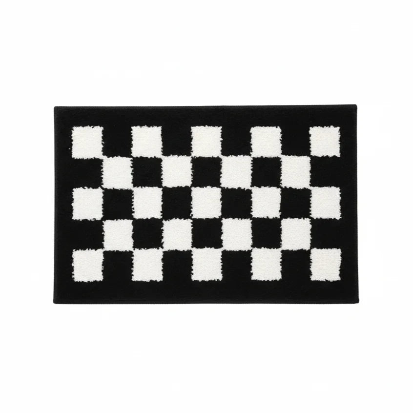 Damier Black White Bath Mat