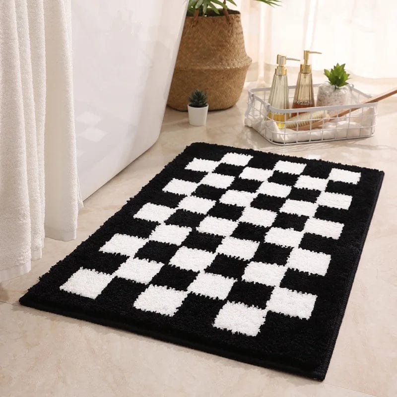 Damier Black White Bath Mat