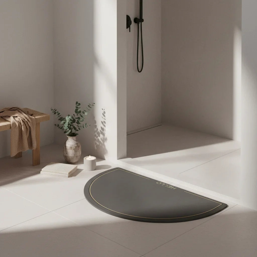Half Circle Hello Bath Mat