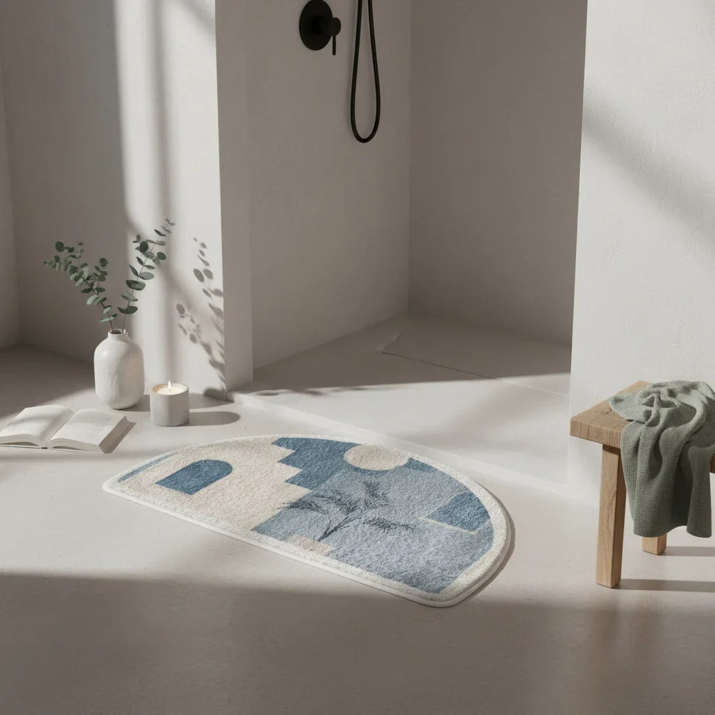 Half Moon Blue Bath Mat