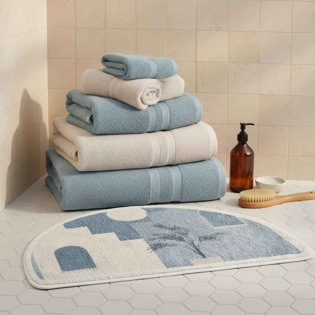 Half Moon Blue Bath Mat