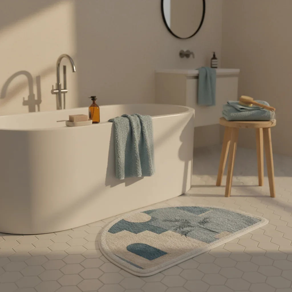 Half Moon Blue Bath Mat