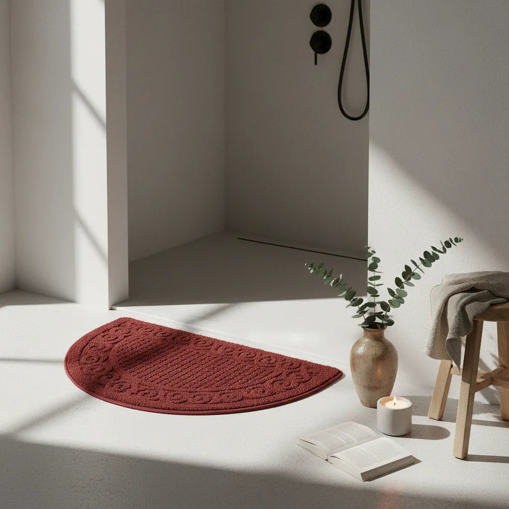 Half Moon Red Bath Mat