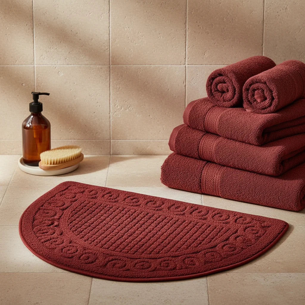 Half Moon Red Bath Mat
