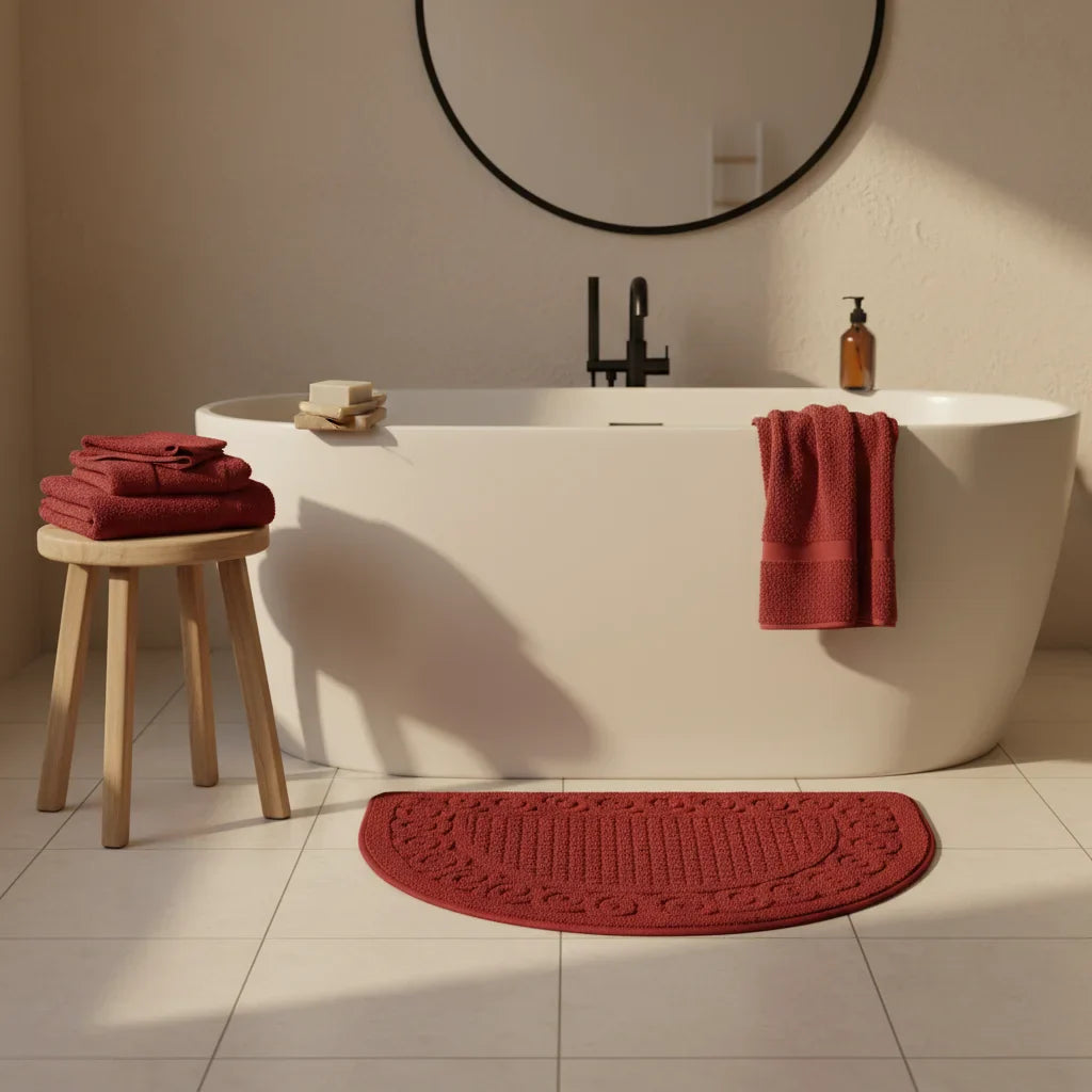 Half Moon Red Bath Mat
