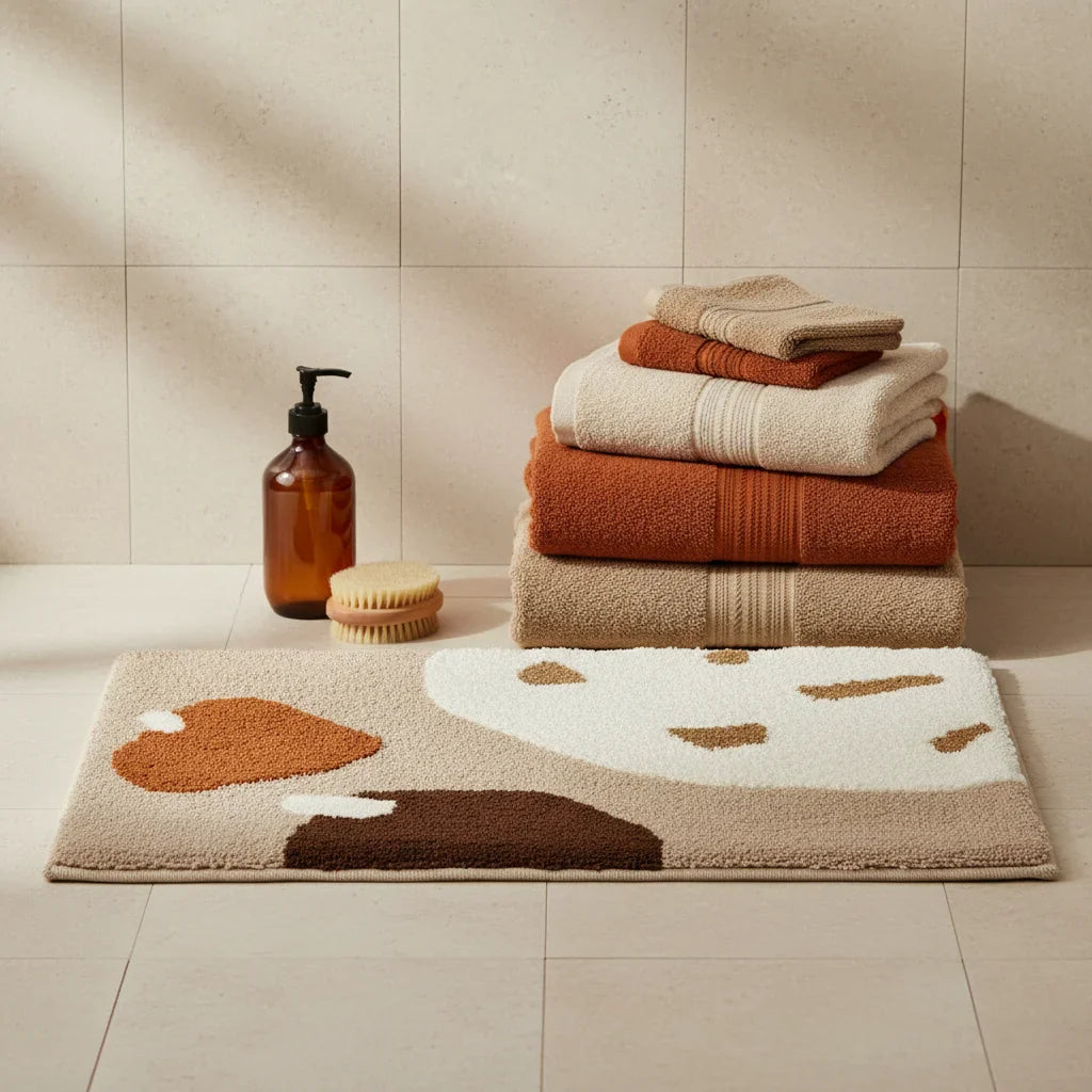 Thick Brown Beige Bath Mat