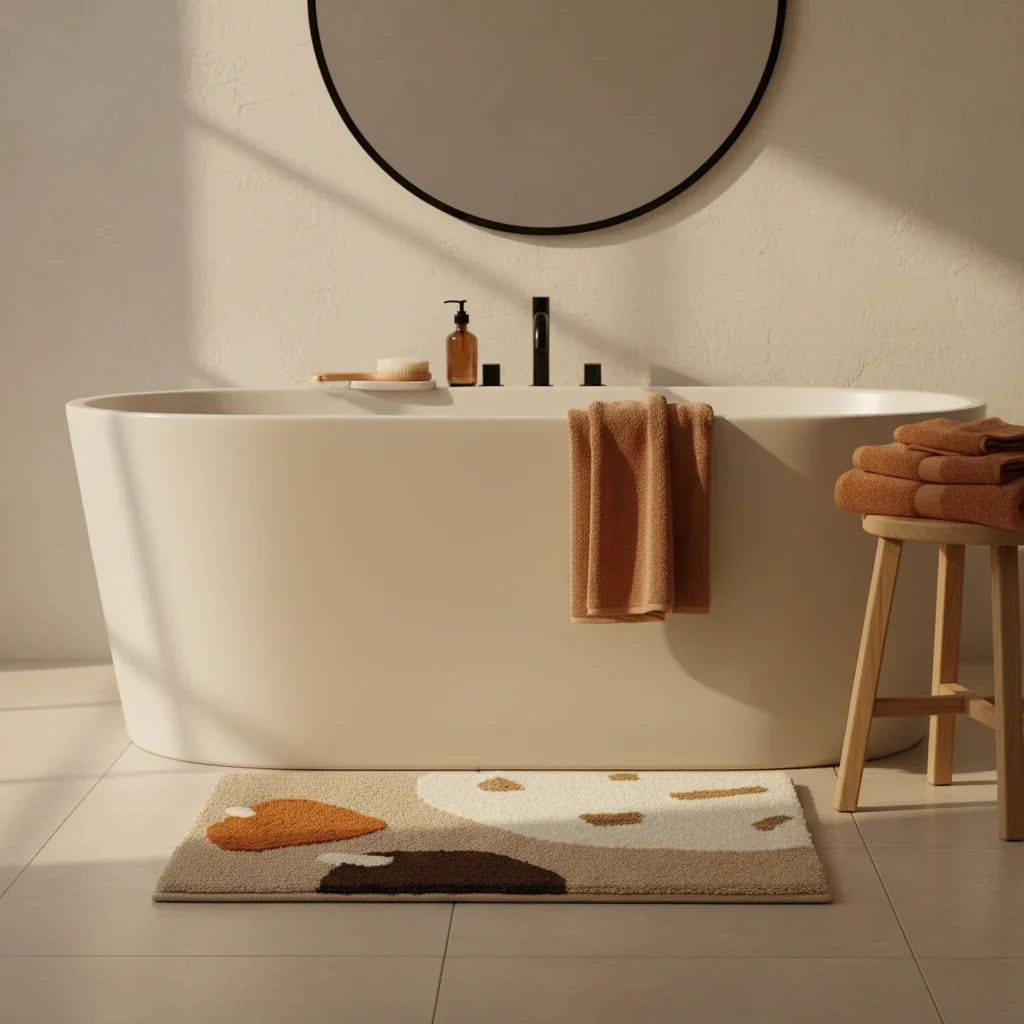 Thick Brown Beige Bath Mat
