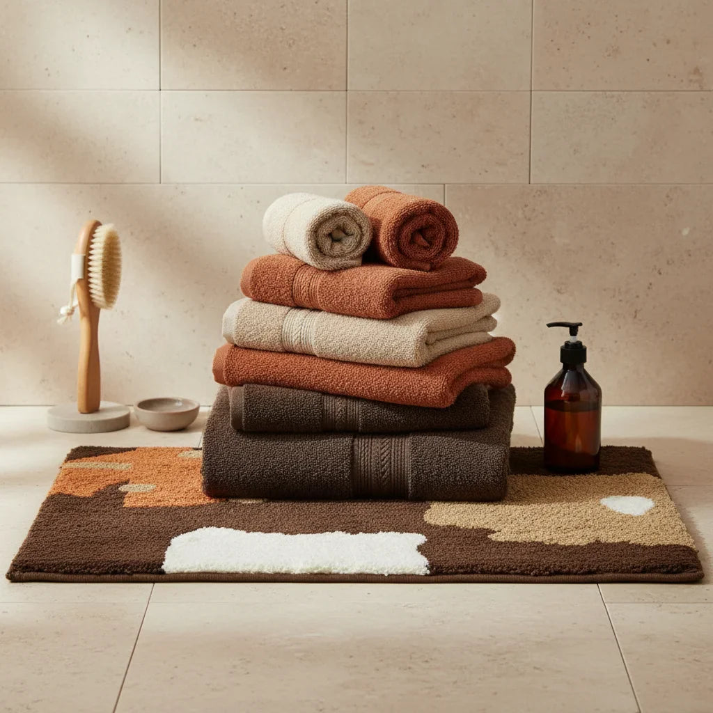 Thick Brown Beige Bath Mat