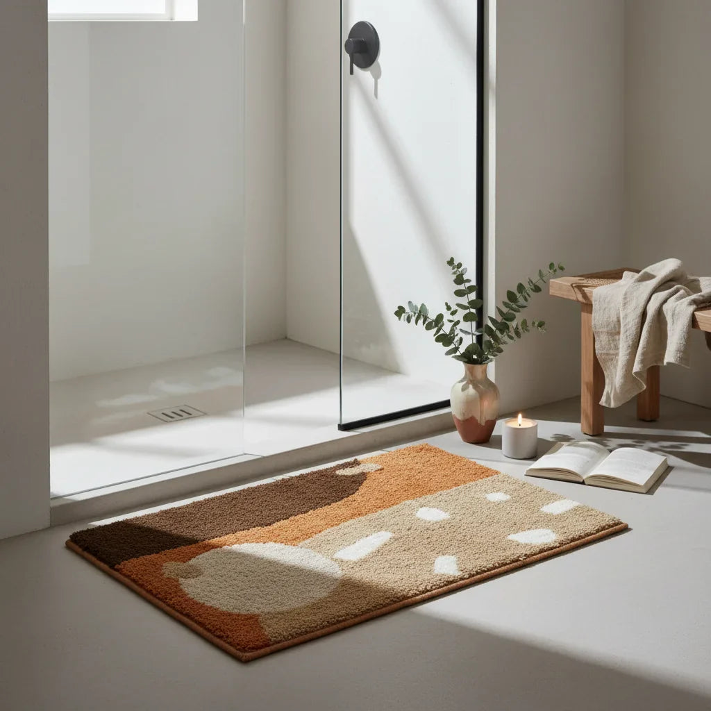 Thick Brown Beige Bath Mat
