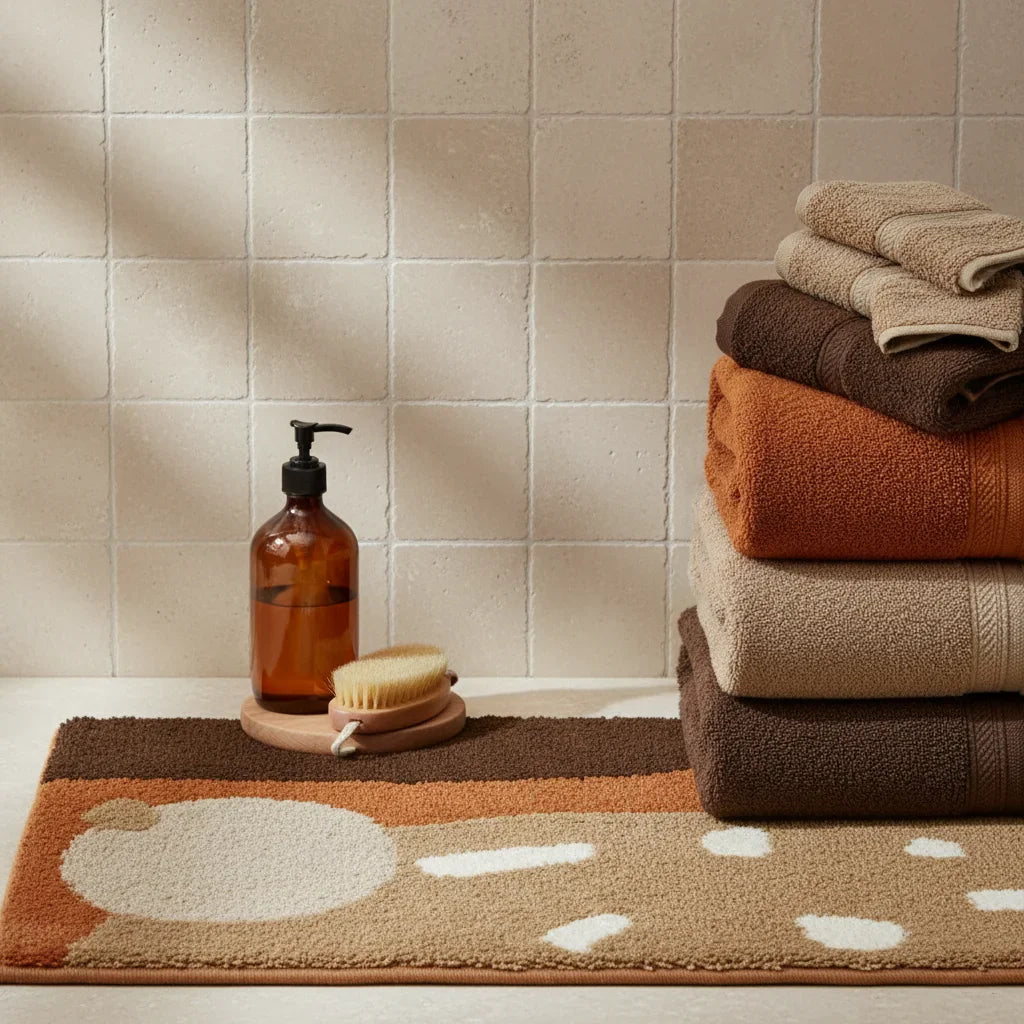 Thick Brown Beige Bath Mat