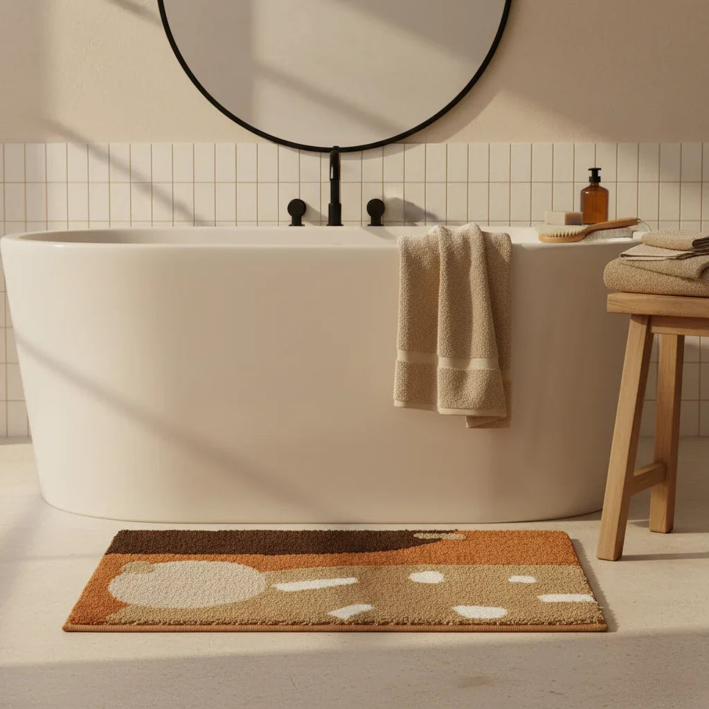 Thick Brown Beige Bath Mat