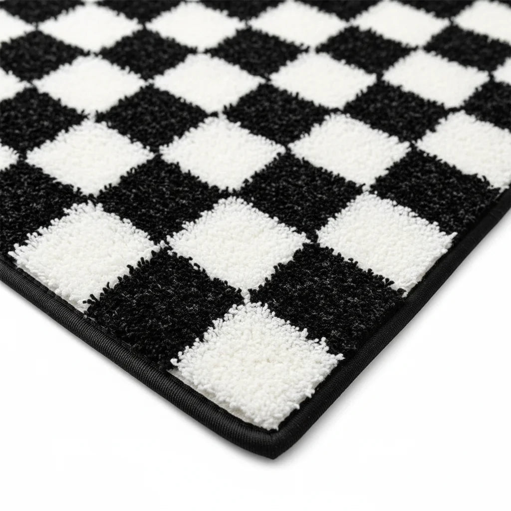 Geometric Black White Bath Mat