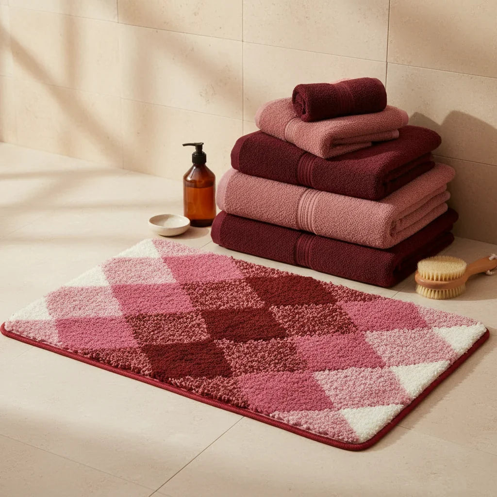 Pattern Checkered Bath Mat