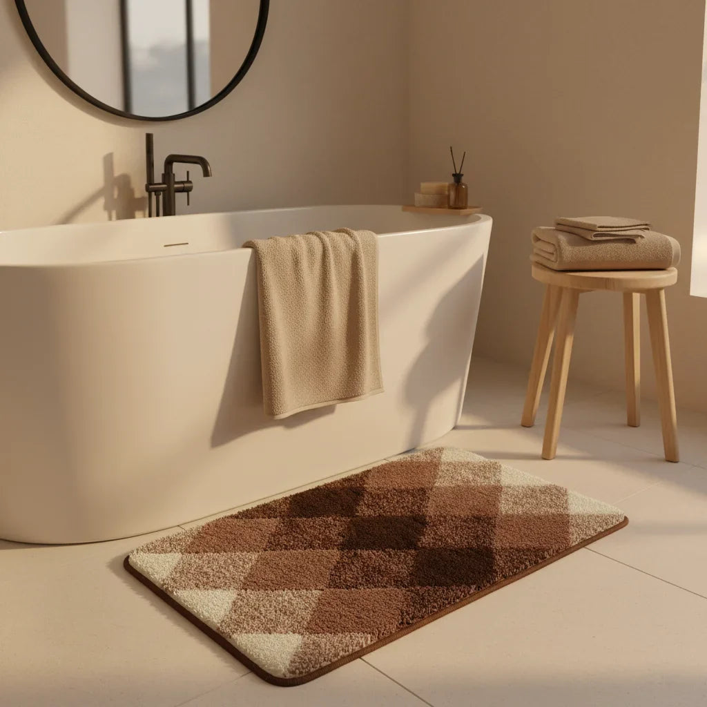 Pattern Checkered Bath Mat
