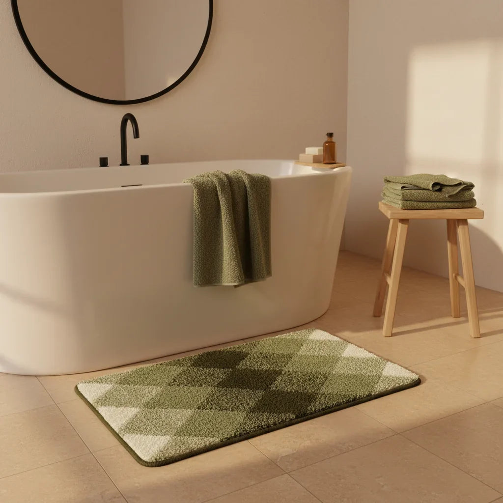 Pattern Checkered Bath Mat