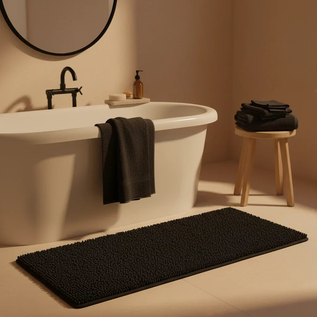 Black 120 Cm Bath Mat