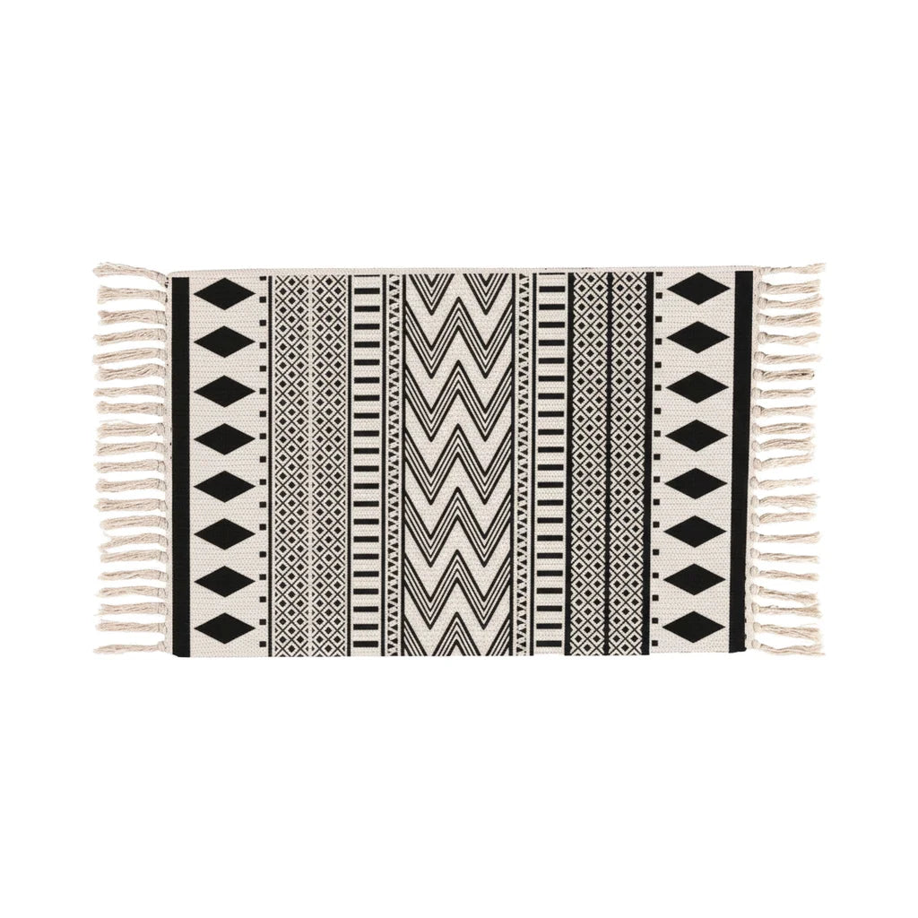 Black Patterned Bath Mat