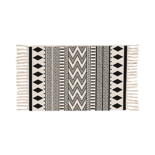 Black Patterned Bath Mat