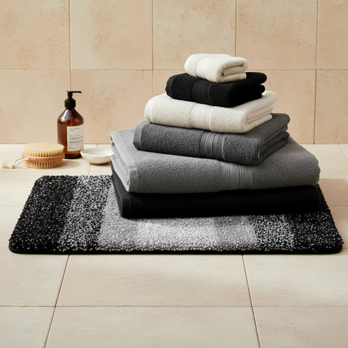 Black White Bath Mat