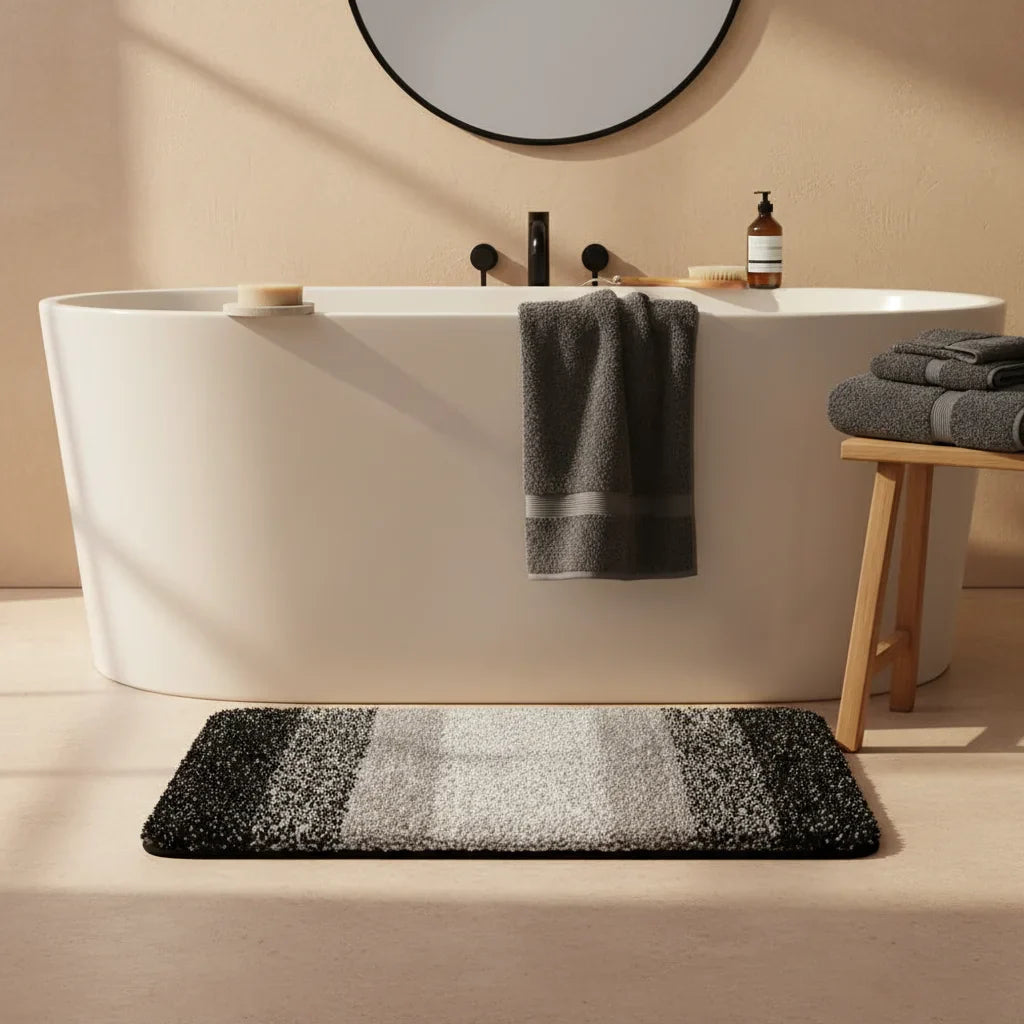 Black White Bath Mat