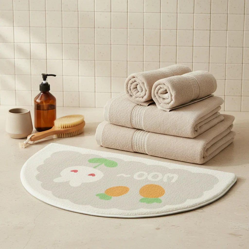 Rabbit Flower Bath Mat