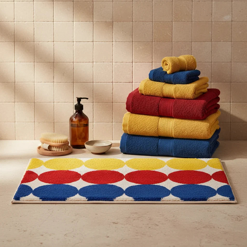 Rectangular With Round Color Bath Mat