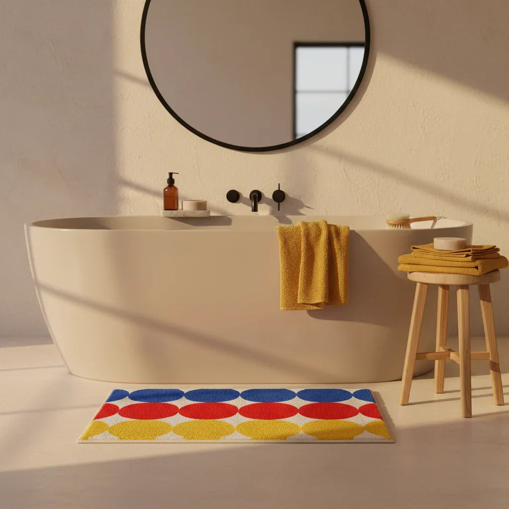 Rectangular With Round Color Bath Mat