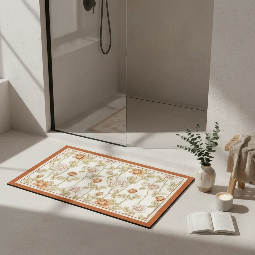 Tapis de Bain Ultra Absorbant en Diatomite Jardin Pêche