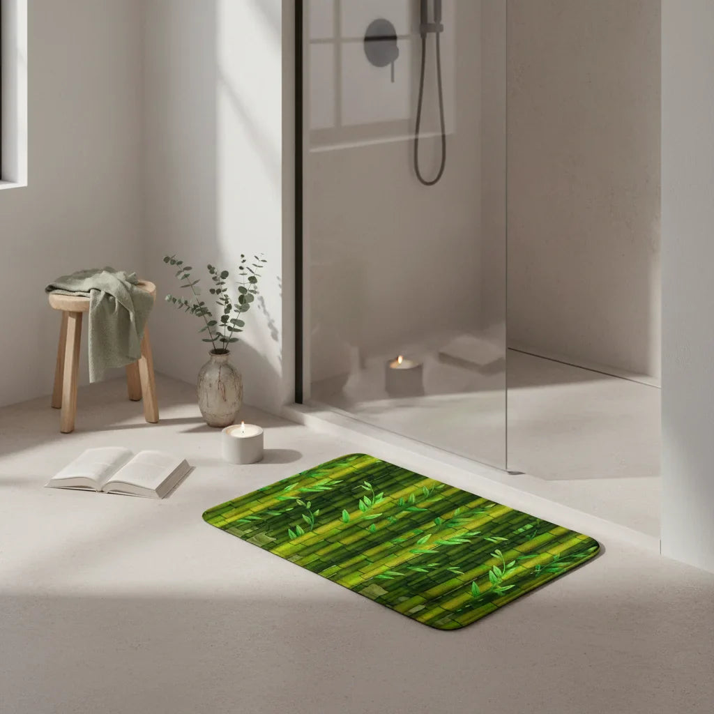 Green Bamboo Bath Mat