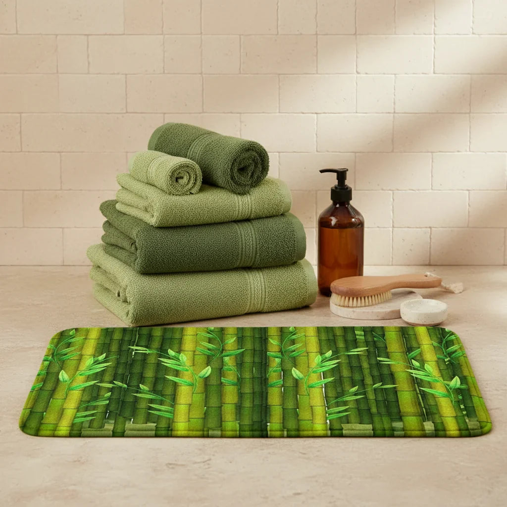 Green Bamboo Bath Mat